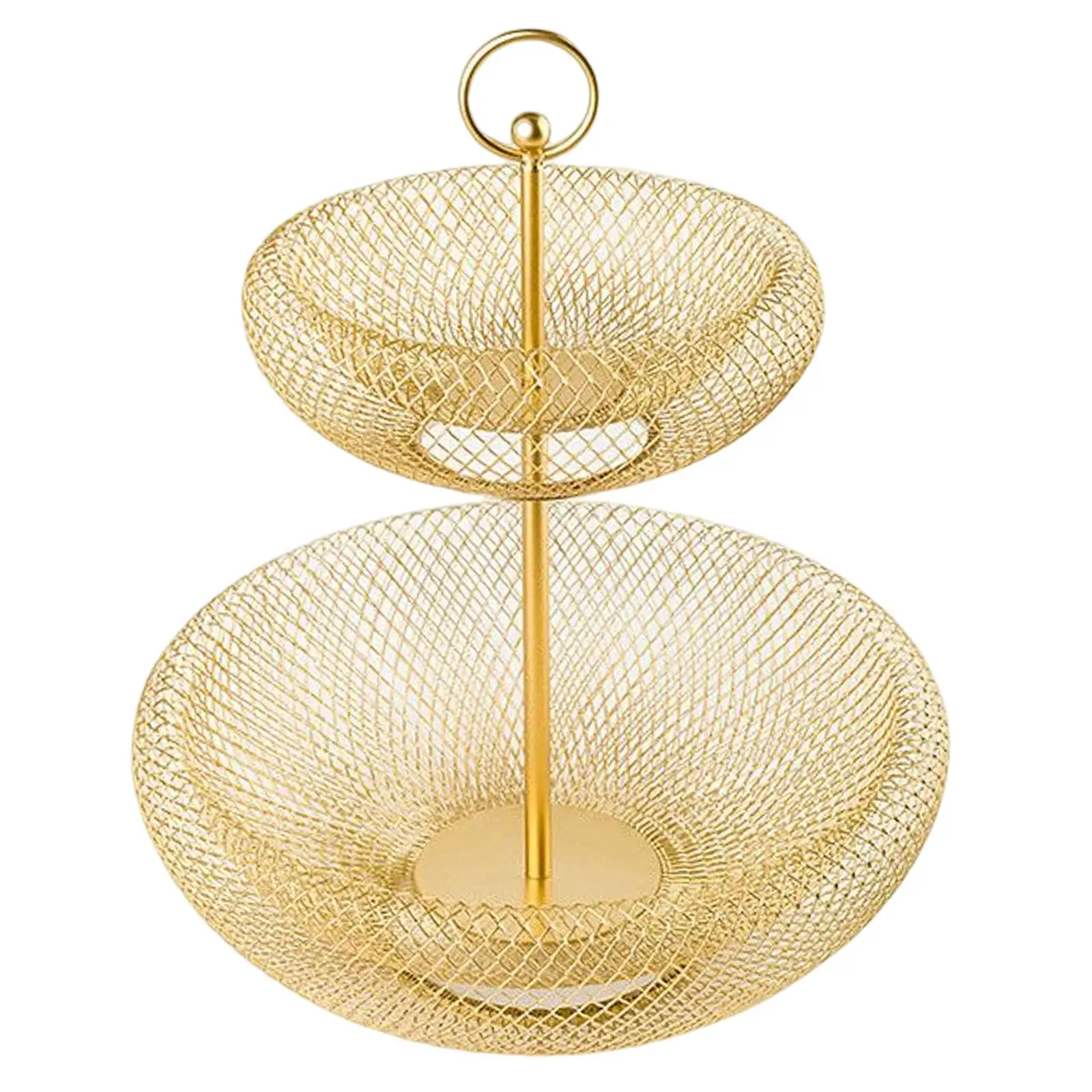 

Gold 2 Tier Countertop Fruit Basket and for Cakes, Candies, Snacks Detachable Round Fruit Bowls for Counter Dinnerware Serveware