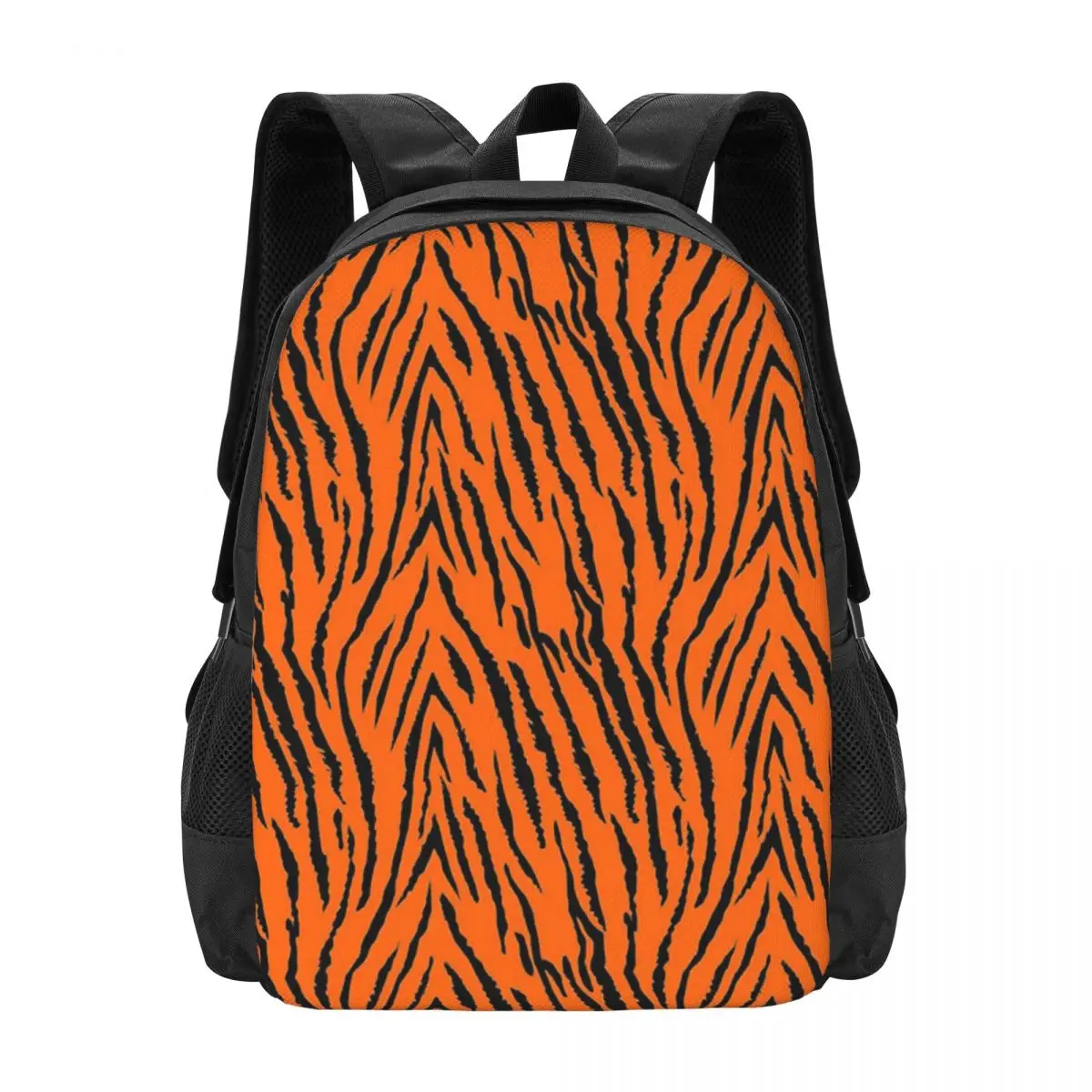 

Tiger Stripes Orange Pattern Simple Stylish Student Schoolbag Waterproof Large Capacity Casual Backpack Travel Laptop Rucksack