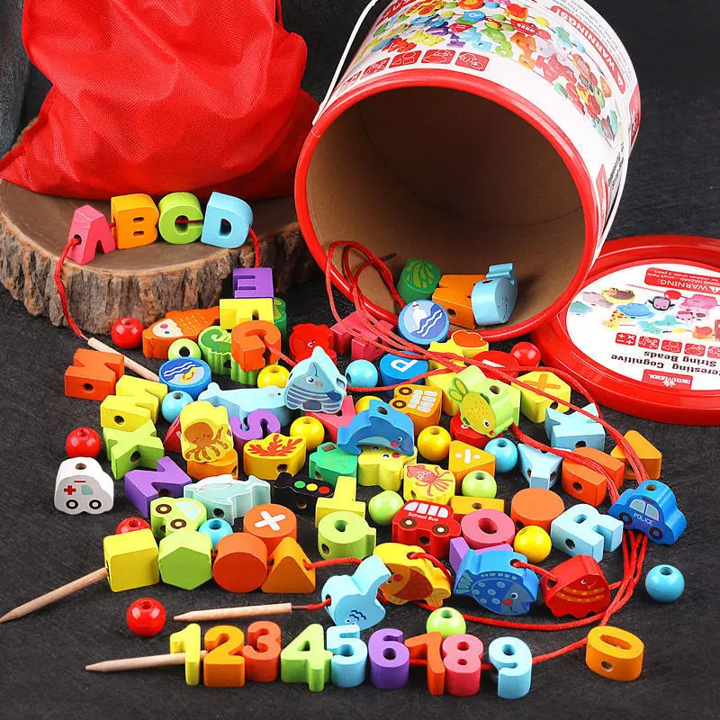 

Infants and young children beaded threading rope puzzle early education brain building blocks toys1-3 years old and a half