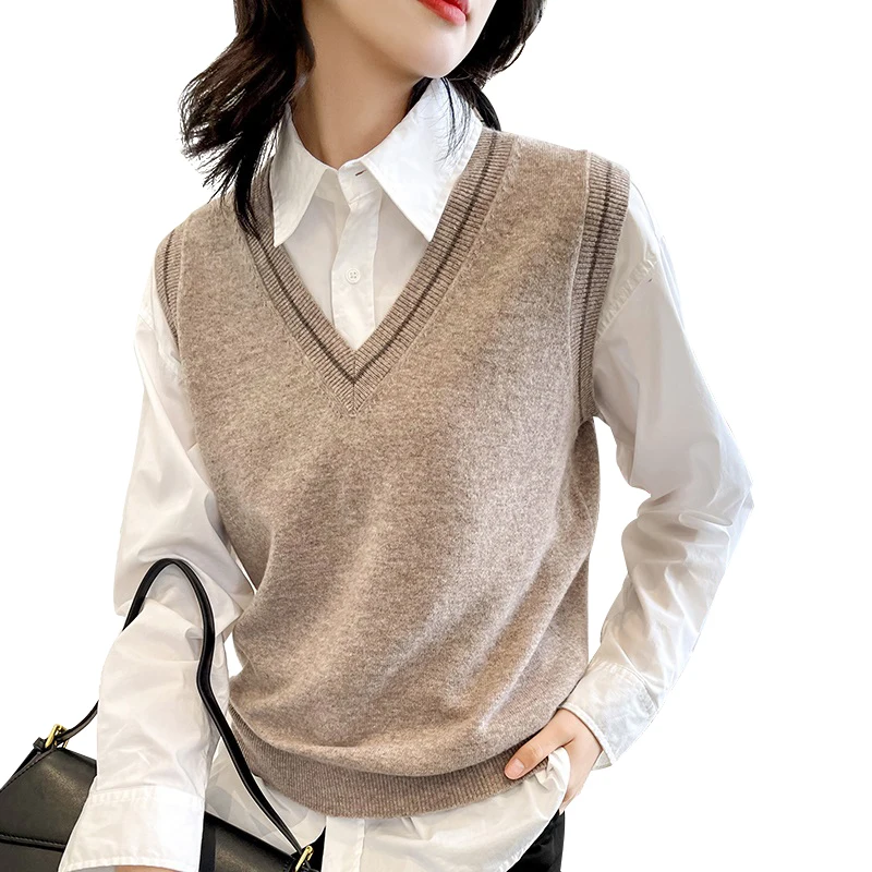 Женский жилет из 100% австралийской шерсти вязаные пуловеры зимние мягкие теплые