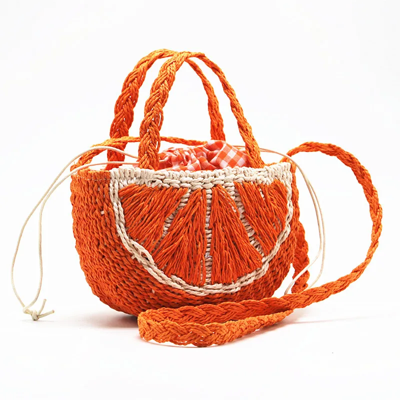 Women Handbags Bohemian Fruit Design Woven Bags for Women Cute Watermelon Orange Straw Bag Funny Rattan Shoulder Crossbody Bag