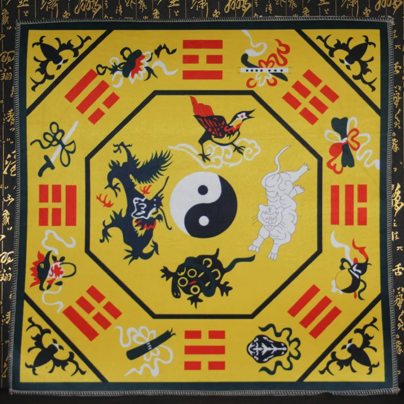 

Traditional Ethnic Culture Taoist Mat Yin and Yang Tai Chi Gossip Map Feng Shui Carpet Non-slip Meditation Mat 60X60CM