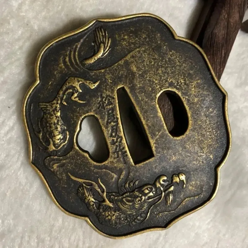 Китайская антикварная статуя единорога медная рукоятка домашняя фотография