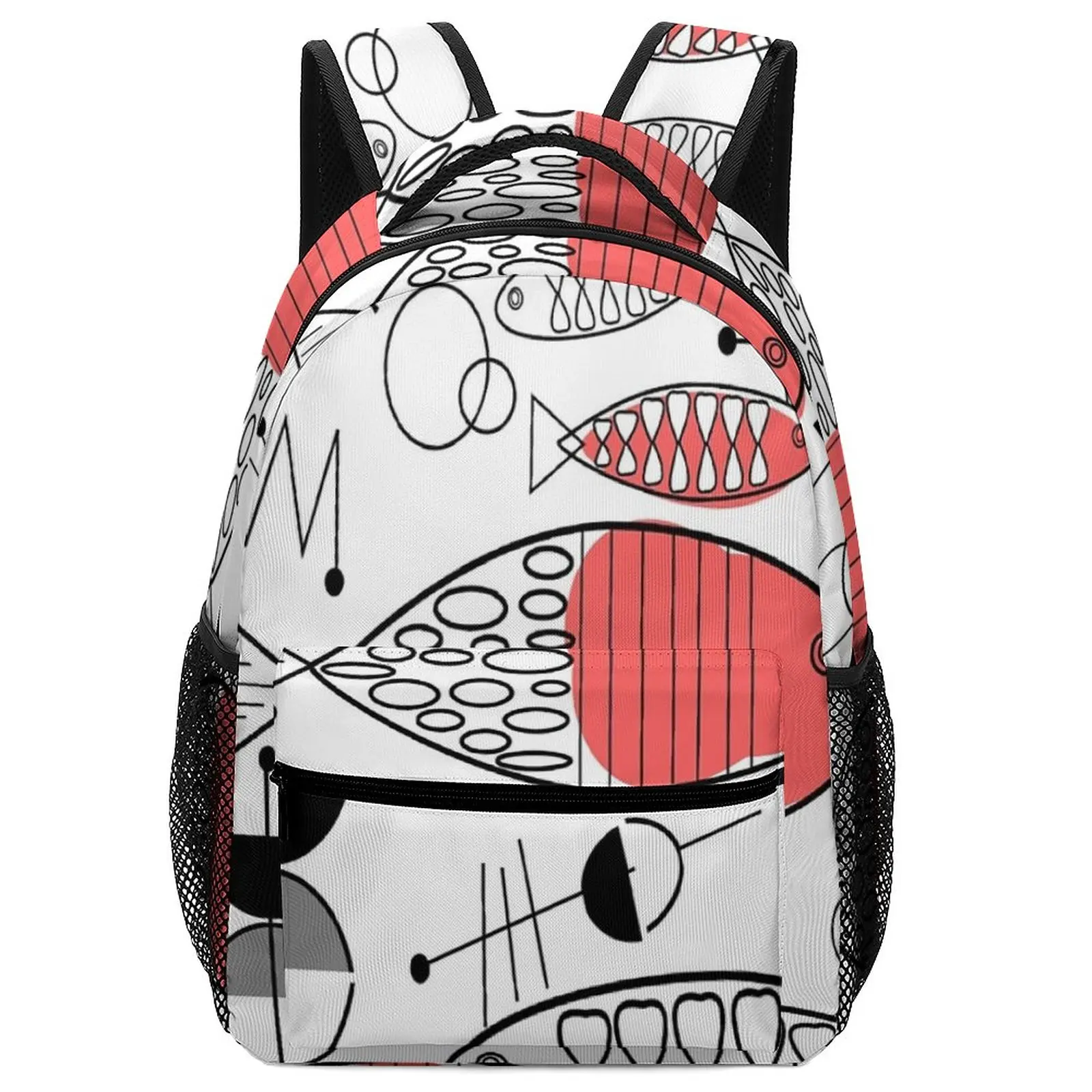 New Art Mid-Century Fish Salmon Pink Kids School Backpack for Girls Boys Men Women School Bags Backpack Large