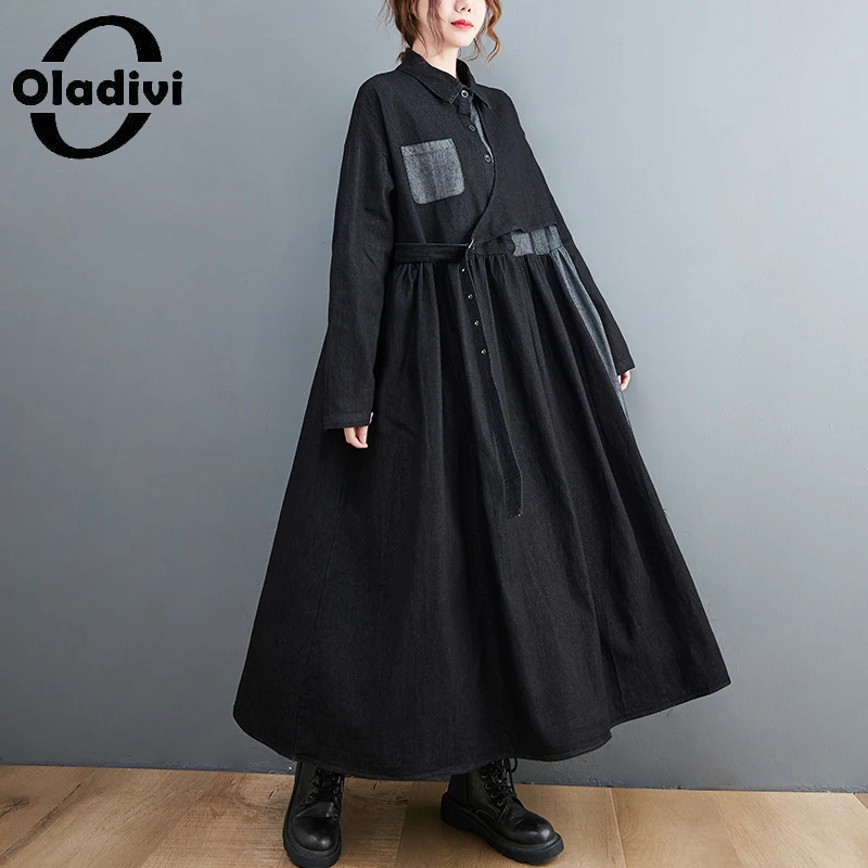 

Женские длинные джинсовые платья Oladivi, большие размеры до 6XL, 4XL, 5XL, весна 2022