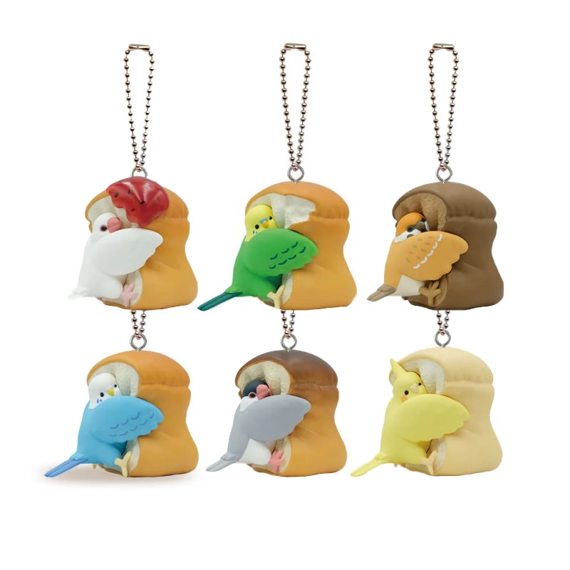 

QUALIA Bread Parrot Gashapon Capsule Toys Anime Kawaii Lovely Pendant Bird Sparrow Ornament Action Figure Model Kids Toy Gifts