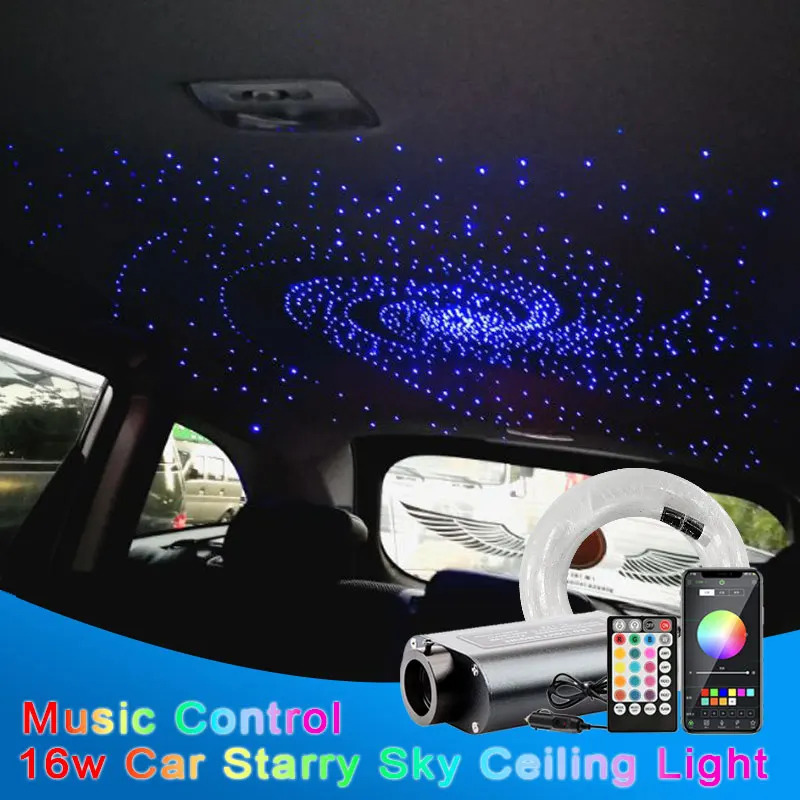 16W Car DIY LED Interior Starry Sky Ceiling Lights Auto Accessories Modification Lamp Roof Star Fiber Optic Light Blutooth