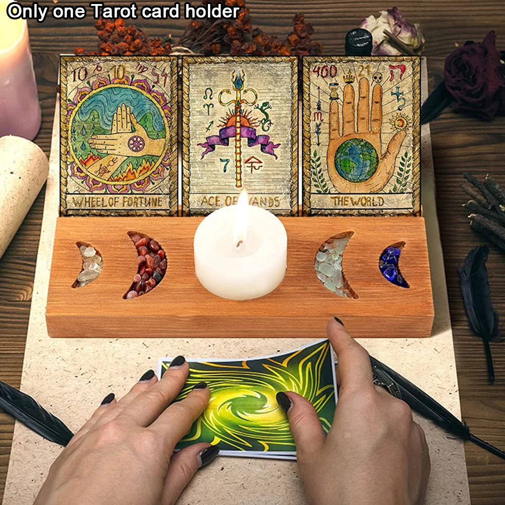 

Rectangle Playing Divination Supplies Accessories Sturdy Simple Gift Craft Home Decor Wooden Stand Tarot Card Holder Moon Phase