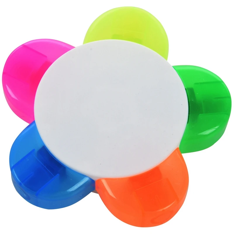 

5 color highlighter pen marker pen stationery flower shape (pink, yellow, blue, green, orange)