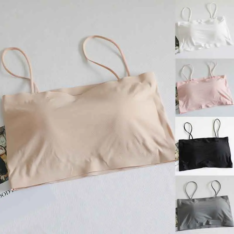 Fashion Sexy Bras for Women Push Up Lingerie Ice Silk Seamless Word Sling Female Tube Top 2022 Fashion