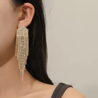 fyuan fashion long tassel rhinestone drop earrings simple geometric crystal earrings for women statement jewelry
