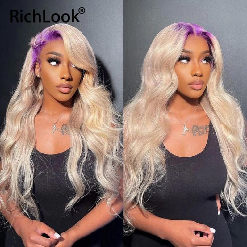 

13x4 Highlight Purple 613 Lace Front Human Hair Wigs For Women Remy Peruvian Hair Loose Body Wave Lace Frontal Wig No Tangle