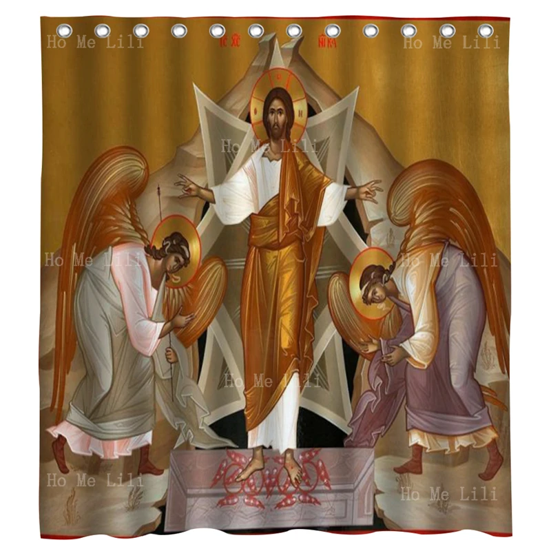 

Resurrection Of Christ Icon The Saints Candles Hallelujah Orthodox Catholic Easter Jesus Angels Shower Curtains By Ho Me Lili