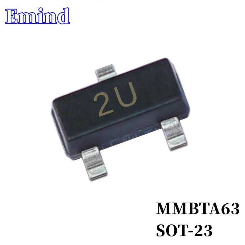 100 шт. MMBTA63 SMD, транзисторный отпечаток SOT-23 2U, 30 В/мА, PNP, Darlington, биполярный усилитель, транзистор 100 шт. MMBTA63 SMD, транзисторный отпечаток SOT-23 2U, 30 В/мА, PNP, Darlington, биполярный усилитель, транзистор
