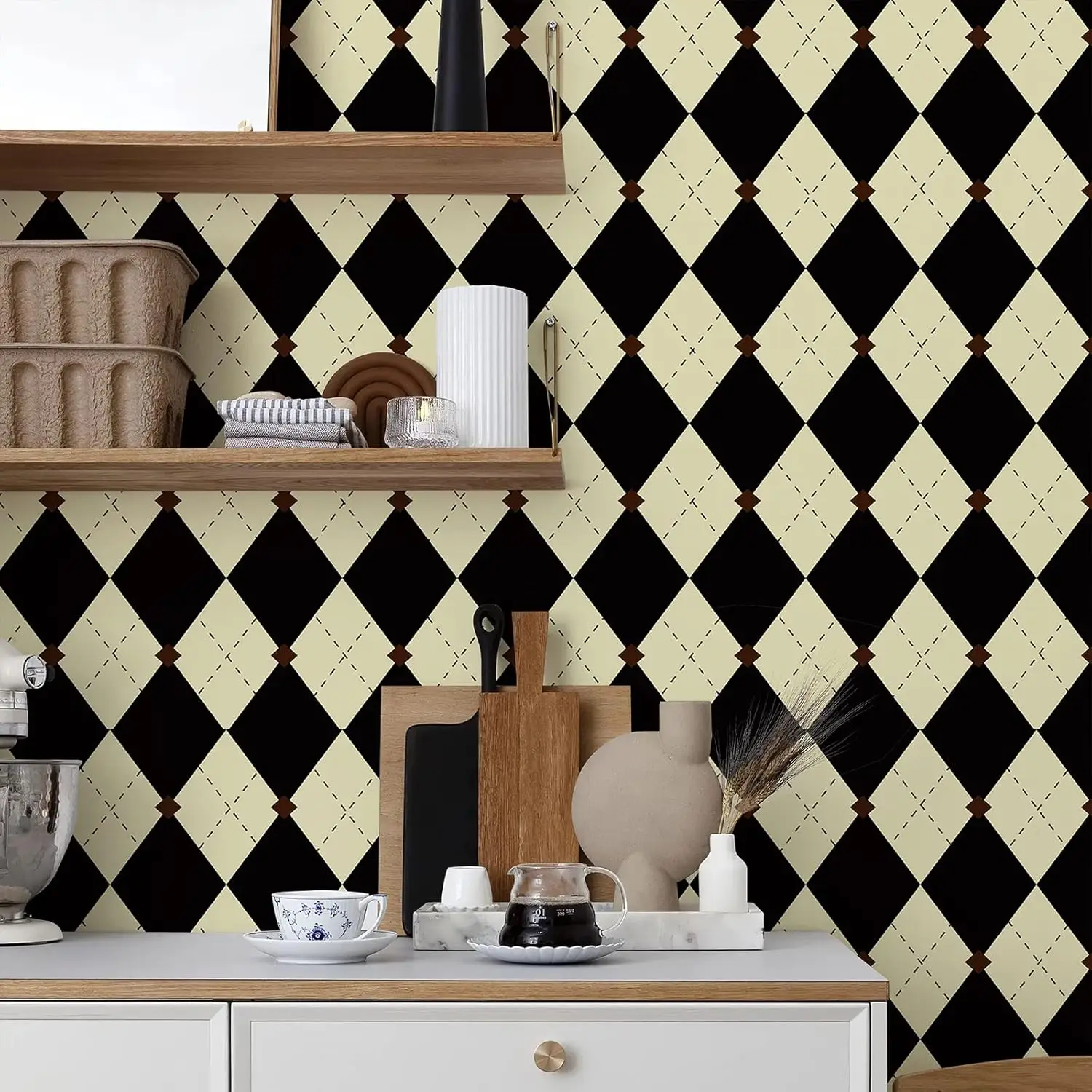 

Ретро клетчатые обои, винтажные самоклеящиеся обои с геометрическим рисунком, съемная контактная бумага для шкафов, вкладыш для ящиков