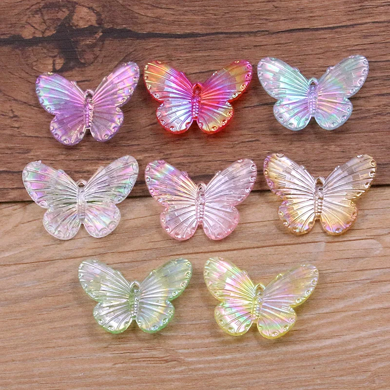 10 шт. 8 цветов 30*40 мм, модные Полимерные Подвески в виде бабочки с градиентом, подвески в виде животных для женщин и девочек, Мультяшные украшения, серьги «сделай сам»