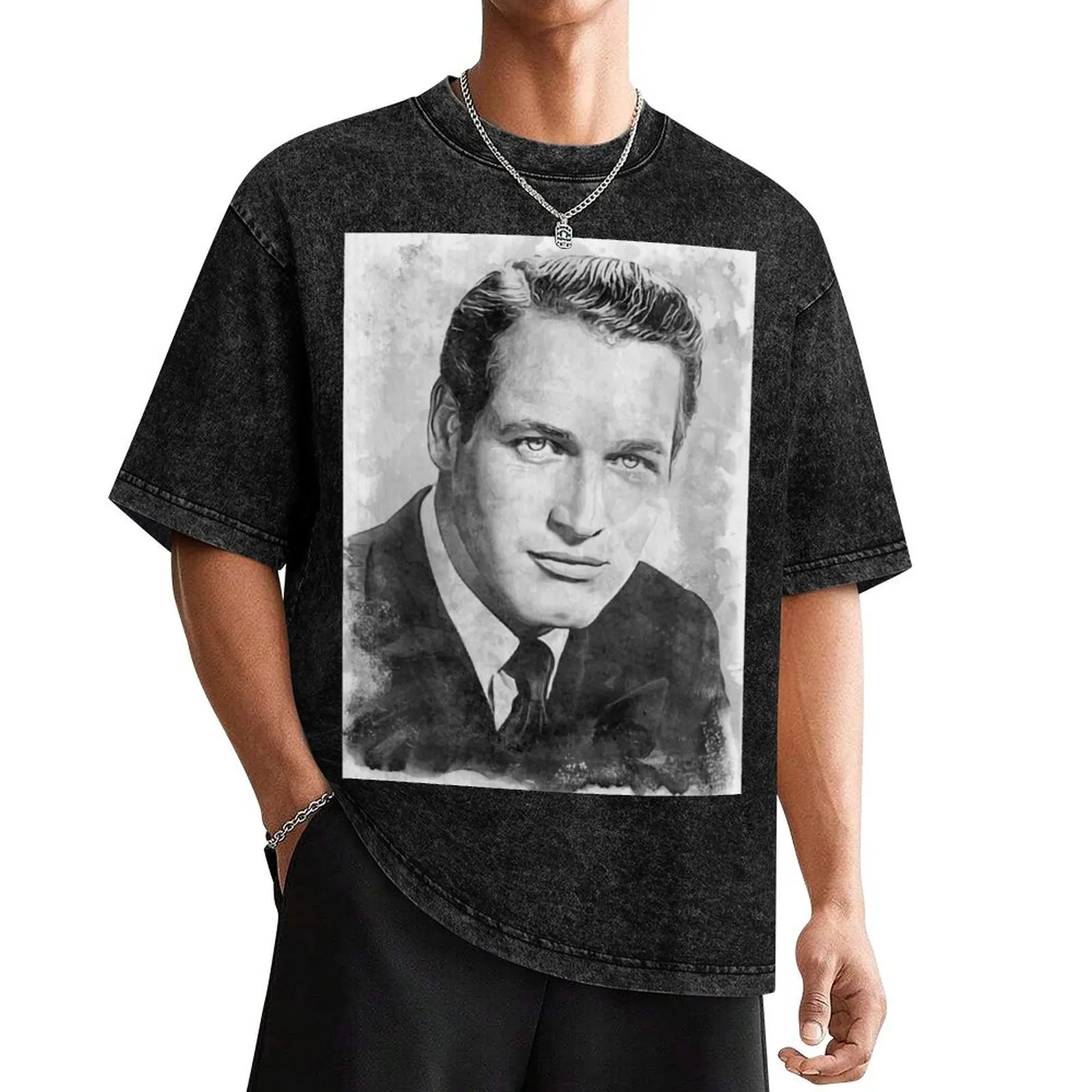 Paul Newman Art - акварель bw футболка D42 летняя рубашка Луотекс набор мужских футболок с