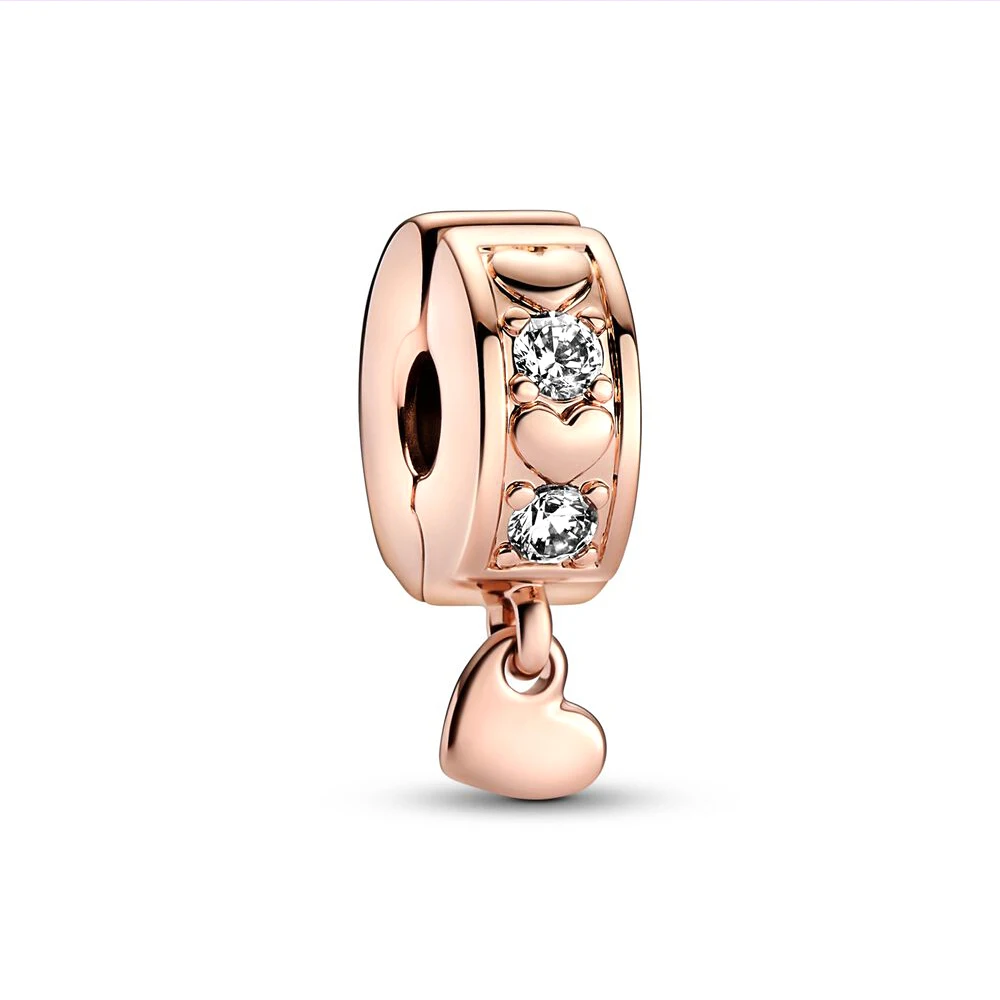 

925 Sterling Silver Infinite Hearts Sparkling Dangling Clip Charm fit Pandora Original Bracelet Making for Women Birthday Gift