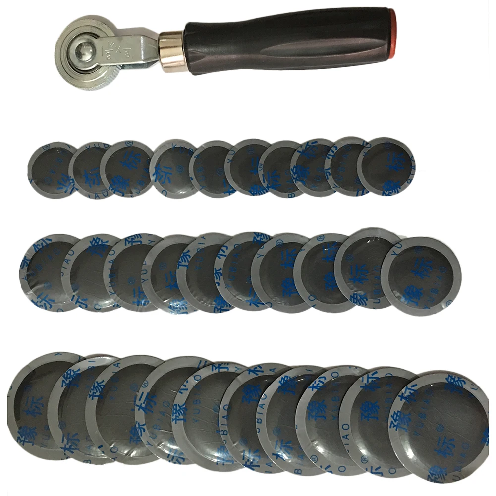 

Car Tire Repair Glue Kit 30PCS 32/42/58MM Car Motorcycle Tyre Tire Repair Rubber Glues Patch With Roller For Tire Repair Tool