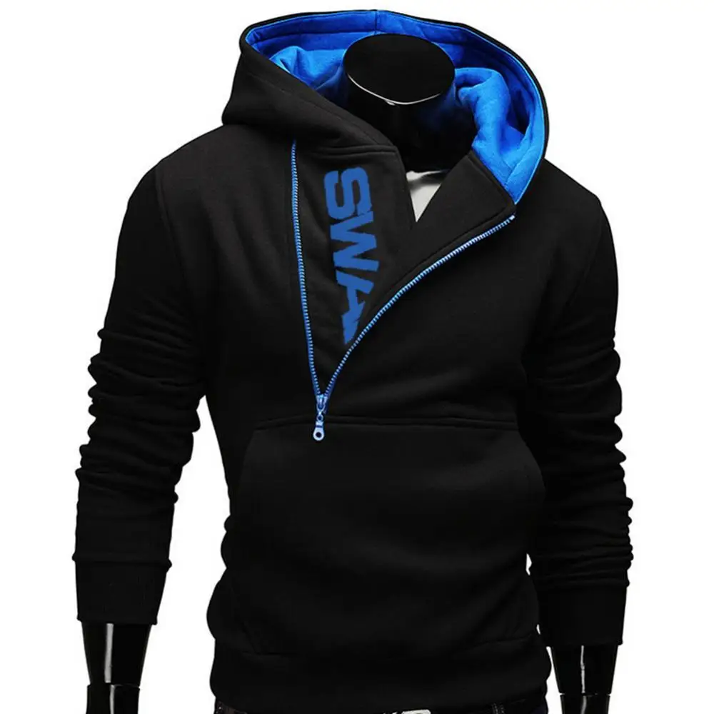 

Men's Clothing 2022 New Fashion Sports Men Plus Size Slant Zipper Letter Hoodies Long Sleeve Hooded Sweatshirt кофты мужские