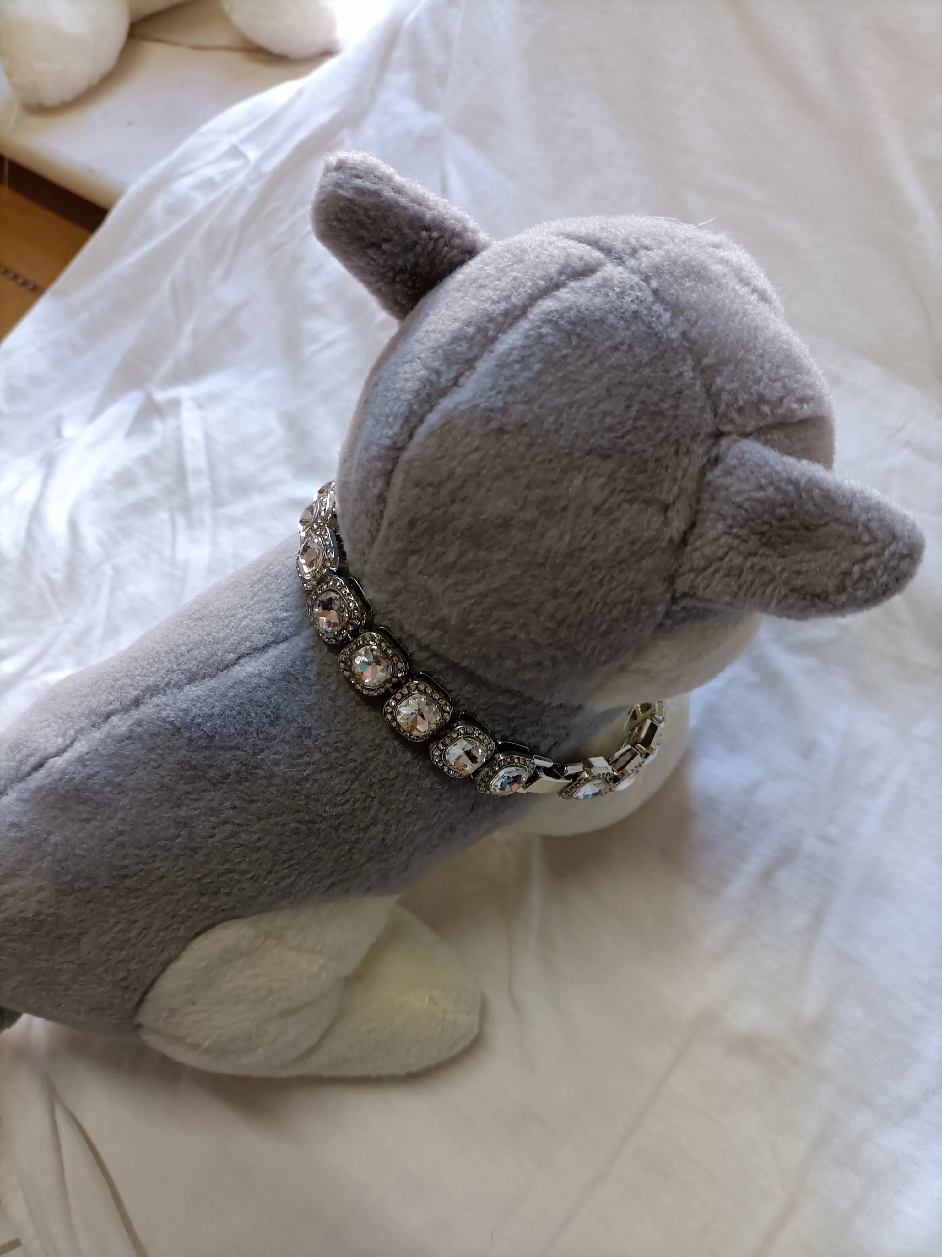 Ошейник для собак и кошек теннисная цепь с квадратными кристаллами 12 мм