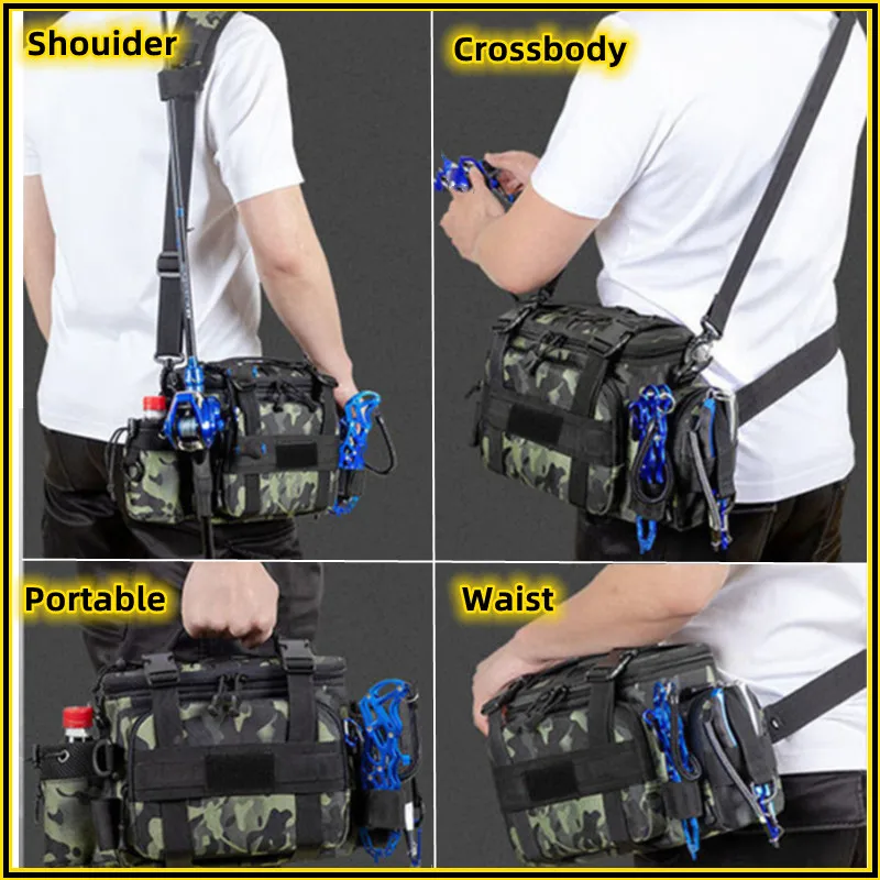 Multifunctional Fishing Bag Fishing Tackle Bag Fish Lures Gear Storage Waist Pack Fishing Rod Bag Shoulder Backpack Pesca Bolsa