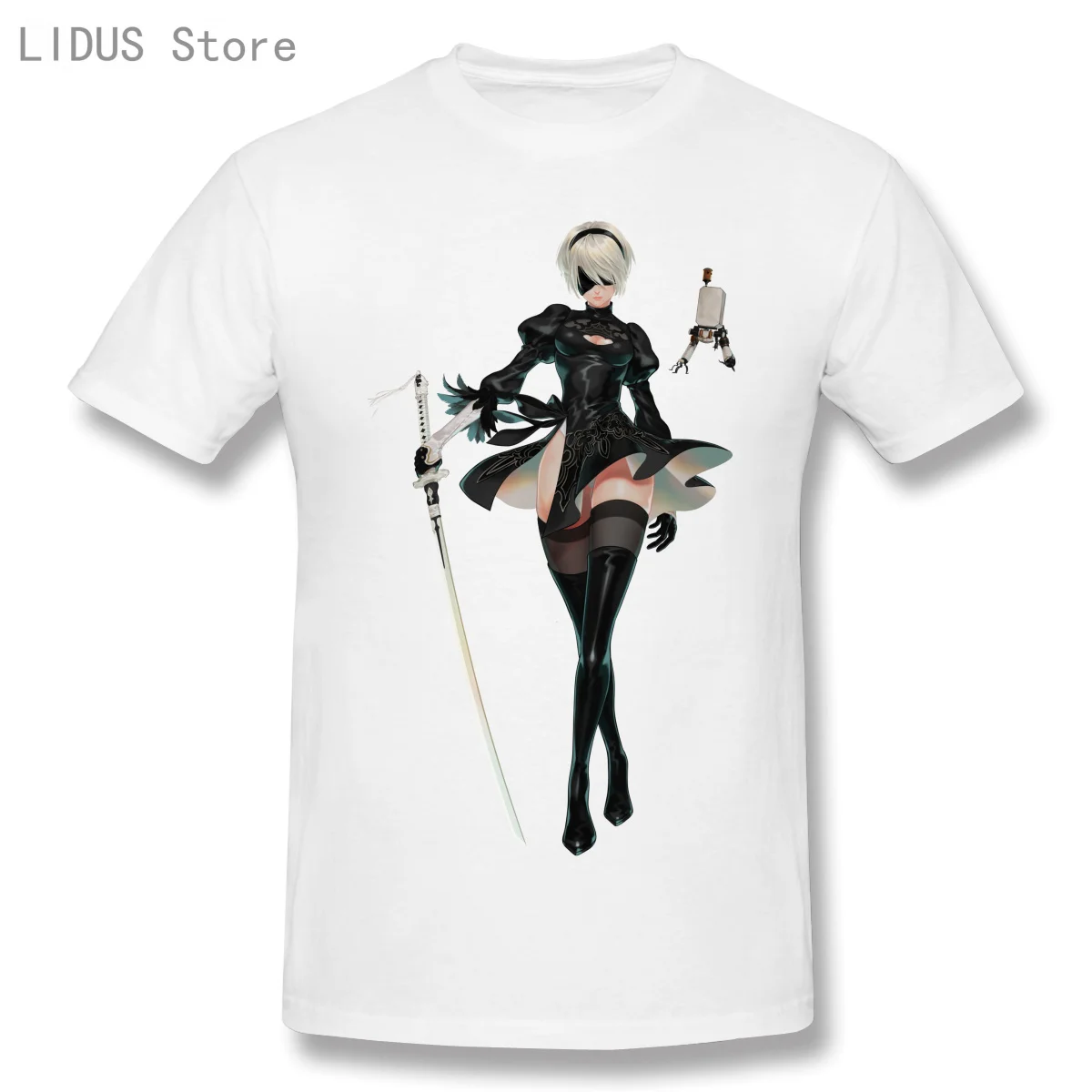 

Nier Automata 2B Cool And Funny Short Sleeve Casual T-shirt Men Fashion O-neck 100% Cotton TShirts Tee Top