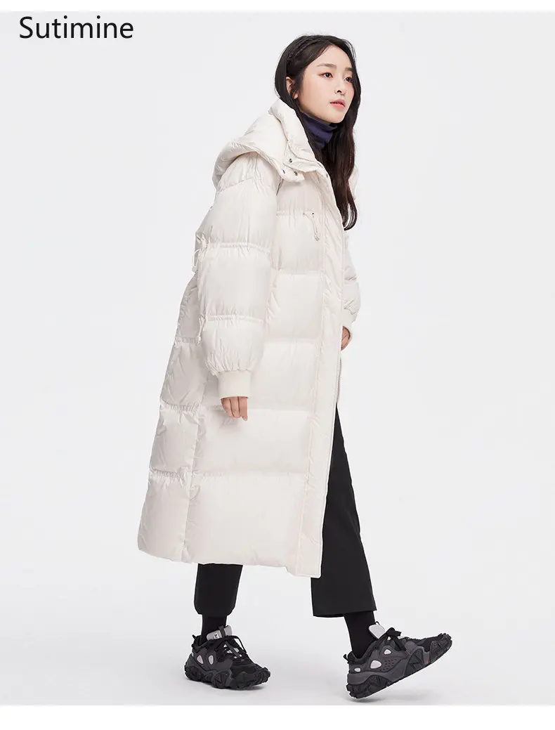 Black Winter Coat for Women Office Lady Down Cotton Jacket Women's Warm Stand Collar Over Knee Casual Coat Winter Clothes Women