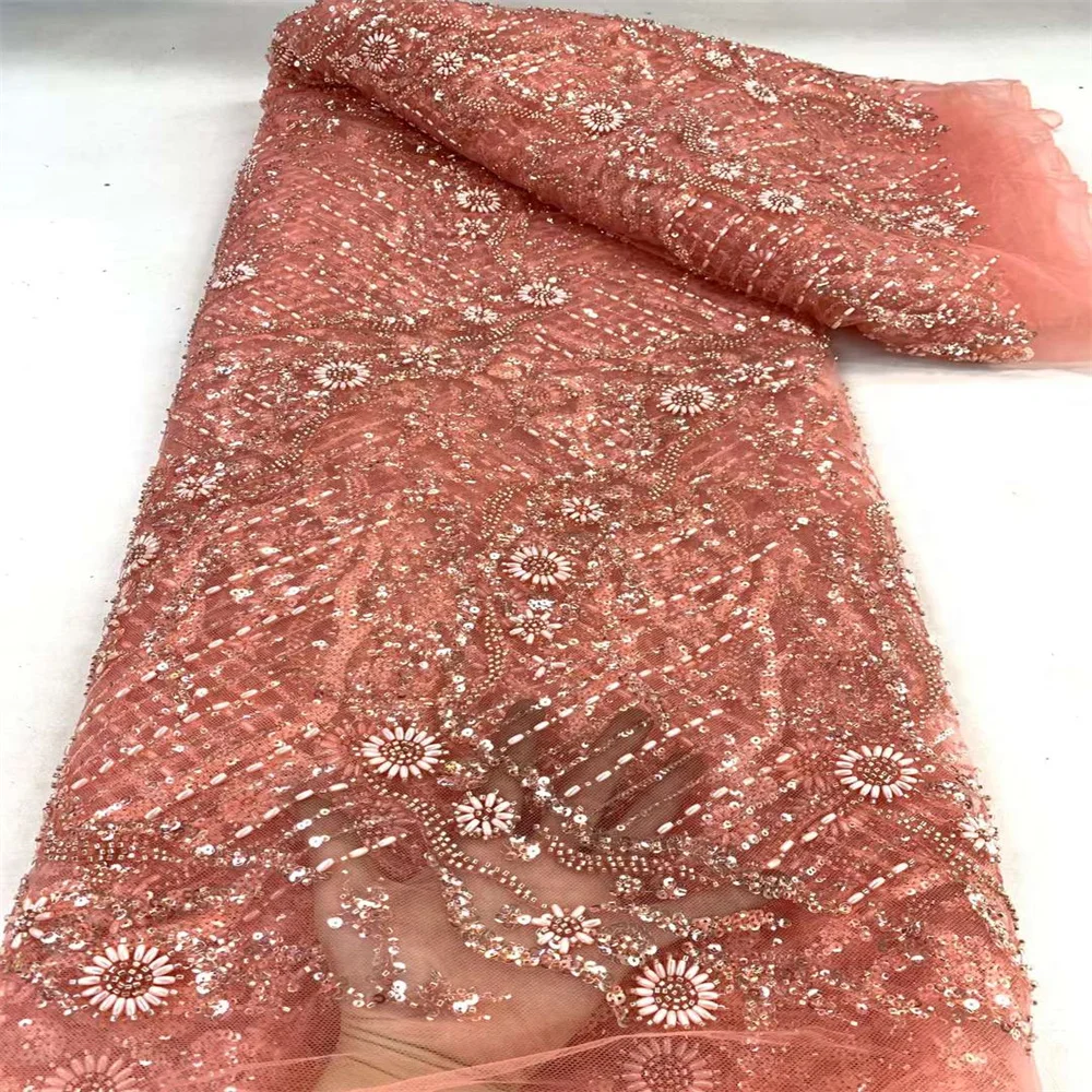 Роскошные нигерийские бусины ручной работы кружевная ткань 2024