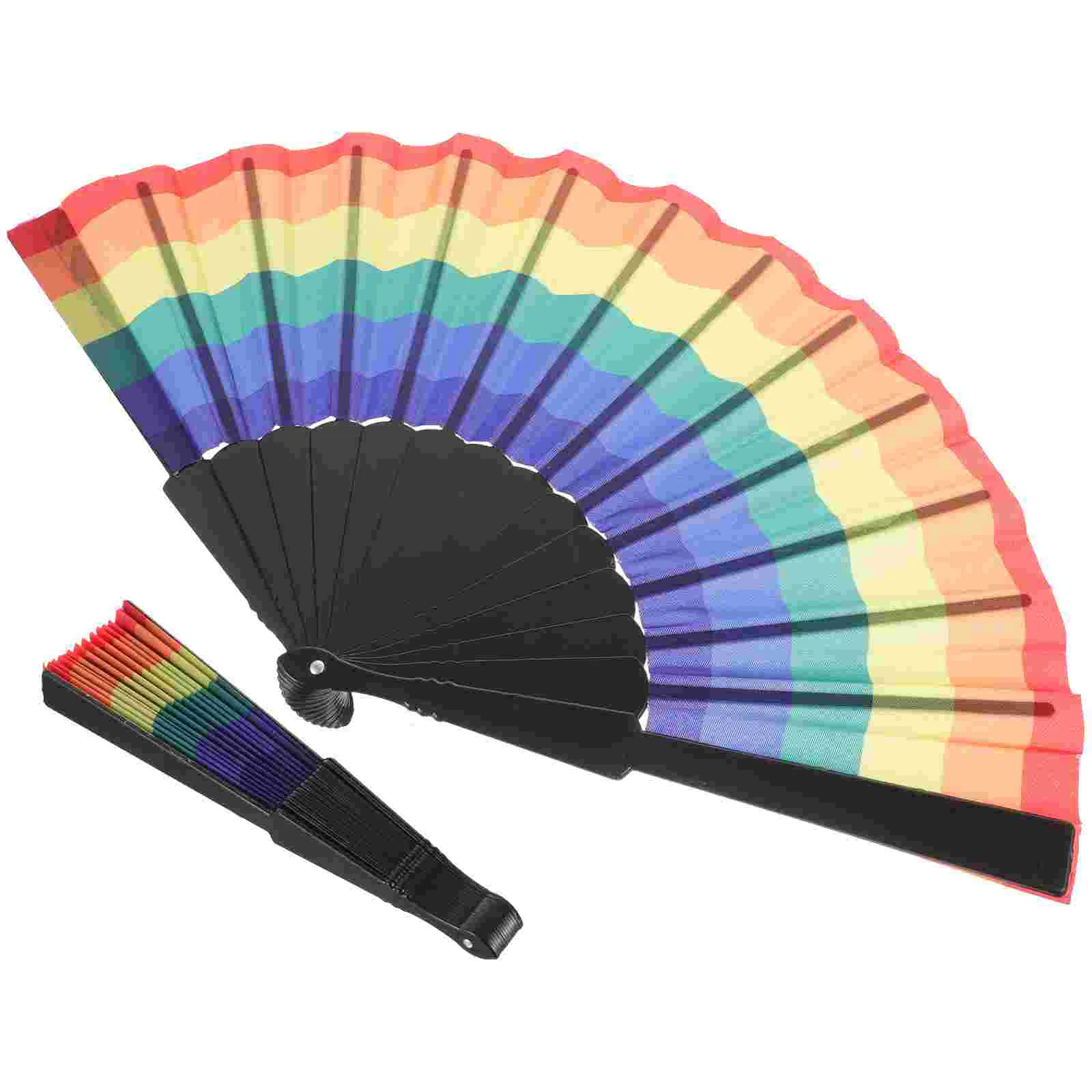 

Rainbow Folding Fan Fans Dance Decorative Pride Accessories Hand Held Collapsible Rave Retro