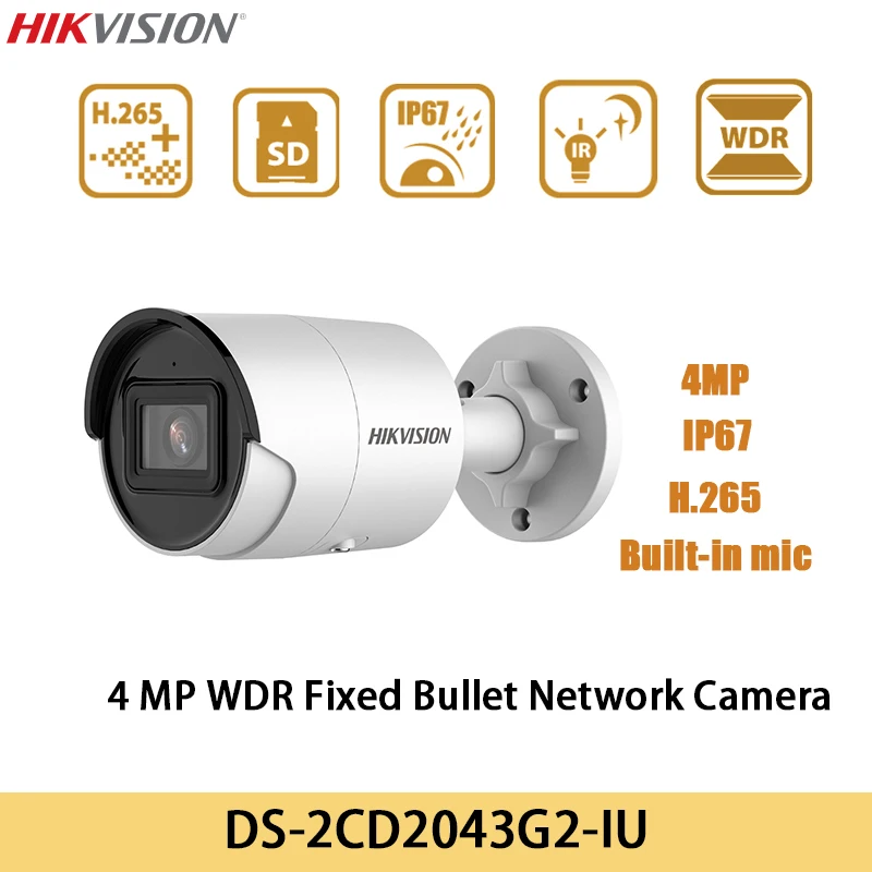 

Камера видеонаблюдения Hikvision POE, 4 МП, встроенный микрофон, IP67