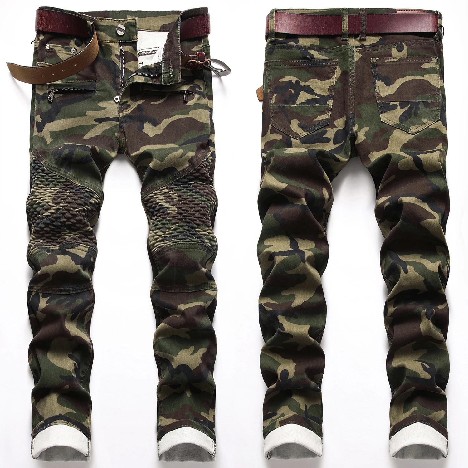 

Men’s High Quality Stretch Denim Pants,Light Luxury Slim-fit Retro Jeans,Camouflage Moto&Biker Jeans,Street Fashion Casual Jeans