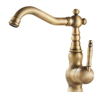 archaistic antique brass faucet hot and cold european style bathroom cabinet basin faucet rotatable retro counter basin tap