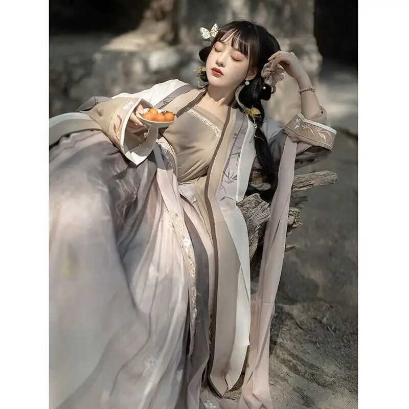 

Женское платье Hanfu, раннее платье для Хэллоуина, карнавала, костюма для косплея, улучшенная династия песен, летнее желтое платье ханьфу