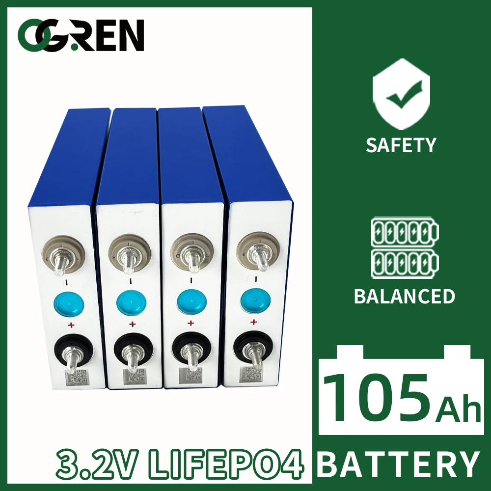 

100Ah 105AH LiFePO4 Battery 3.2V 4/8/16/32PCS Rechargeable Battery Lithium Iron Phosphate Cells DIY EV RV Golf Cart Solar System