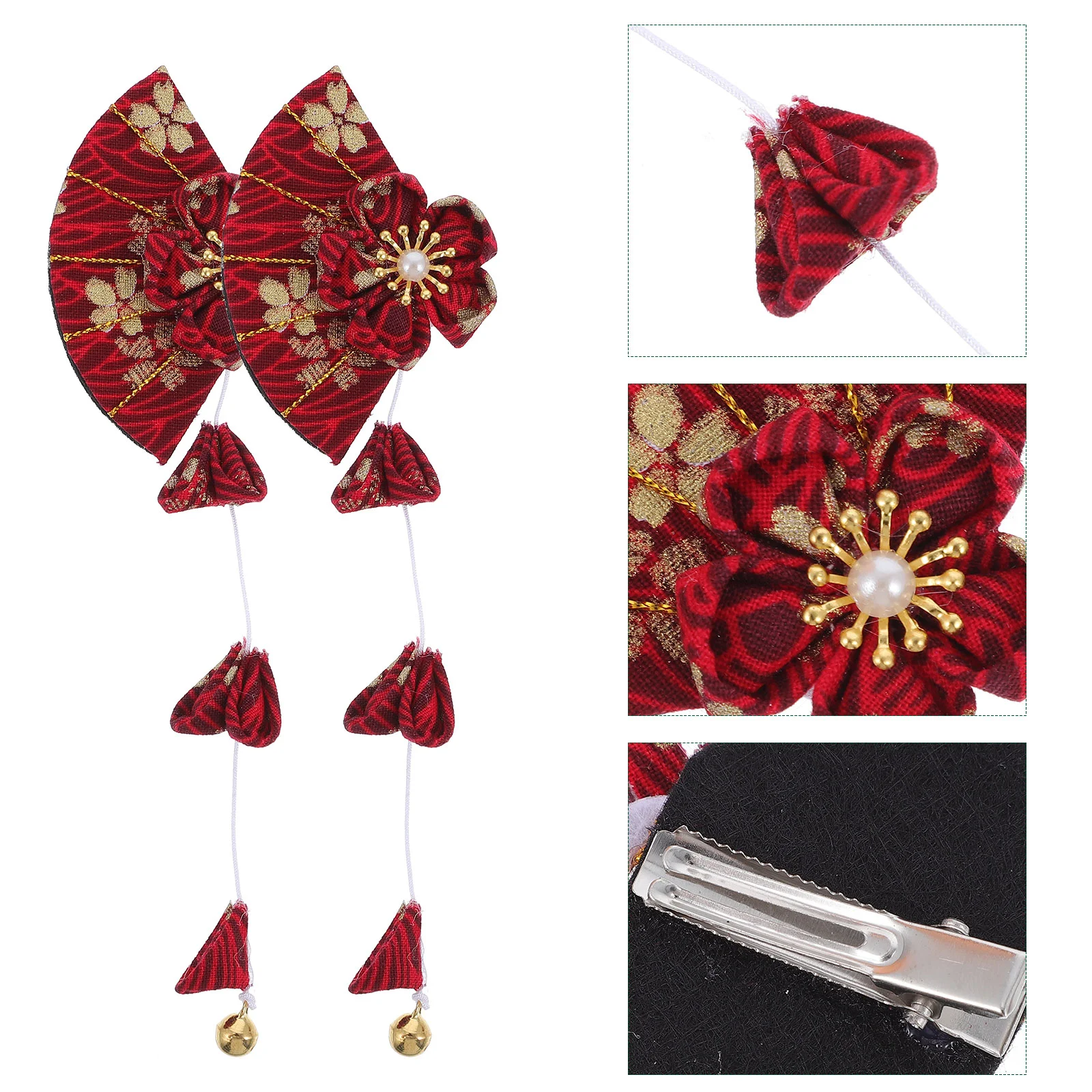 

Hairpin Girls Tiara Japanese-style Clip Sakura Fans Shape Headdress Zinc Alloy Women Accessory Miss