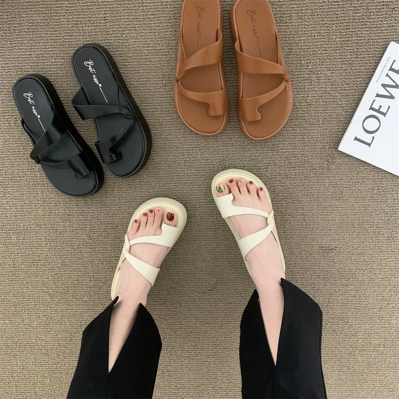 

Французская нишевая Женская обувь в стиле ретро 2022, летние сандалии и тапочки с толстой подошвой и губчатым носком, женская одежда, пляжные ...