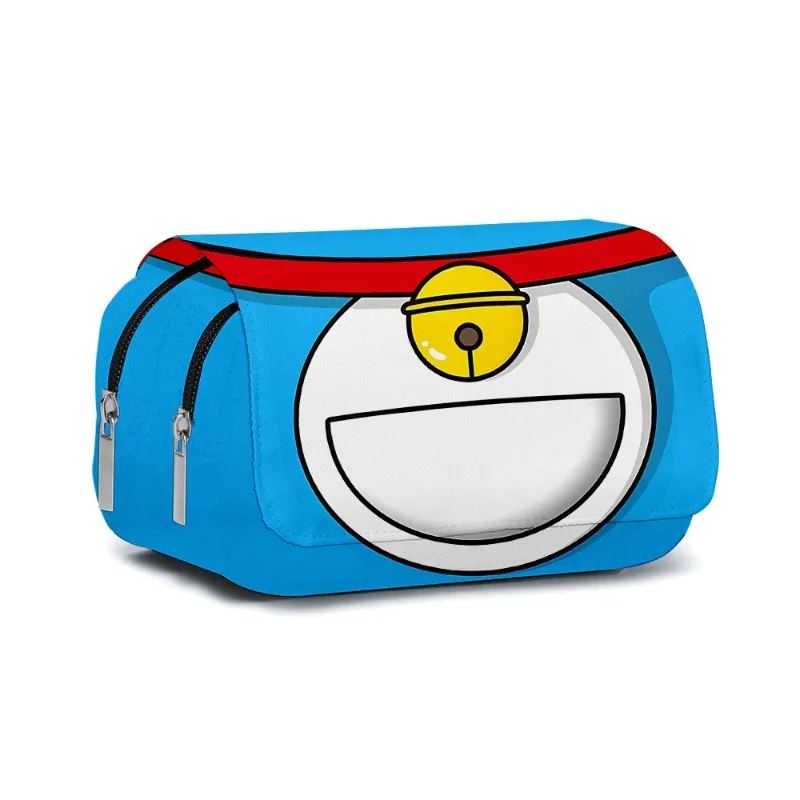Фото Doraemon мультфильм большой емкости пенал аниме портативный холст двухслойный пенал канцелярские школьные принадлежности сумка для ручек №2