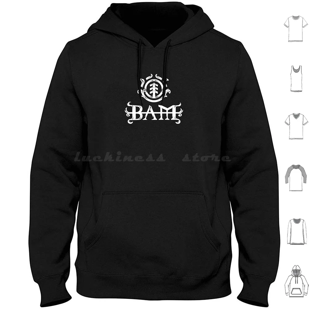 Bam! ( White & Black ) Hoodies Long Sleeve Bam Margera Skate Skateboard Skate Era Era Brandon Jackass Heartagram Him