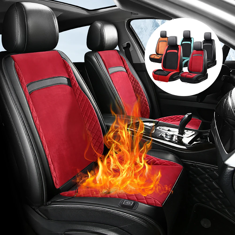

Heated Car Seat Cover Universal Car Seat Heater Warmer Fast Heating Plush Cushion Pad Auto ON/OFF Washable Winter Seat Cushion