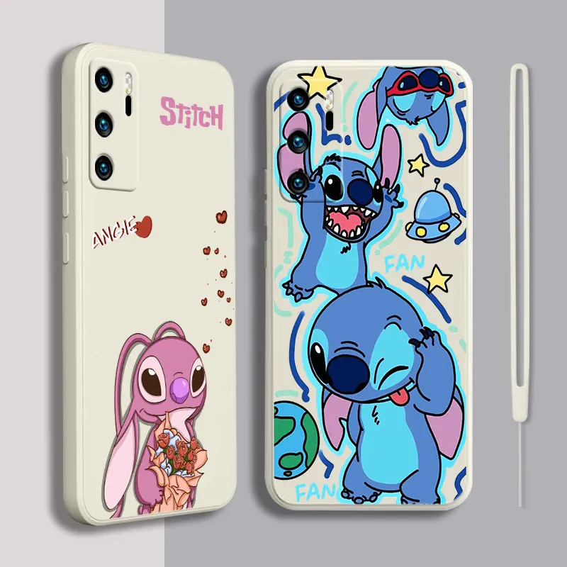 

Stitch Animated Flowers Phone Case For OPPO Find X5 X3 X2 Lite Pro Neo A96 A94 A93 A77 A76 A74 A73 Liquid Rope Funda Cover Soft