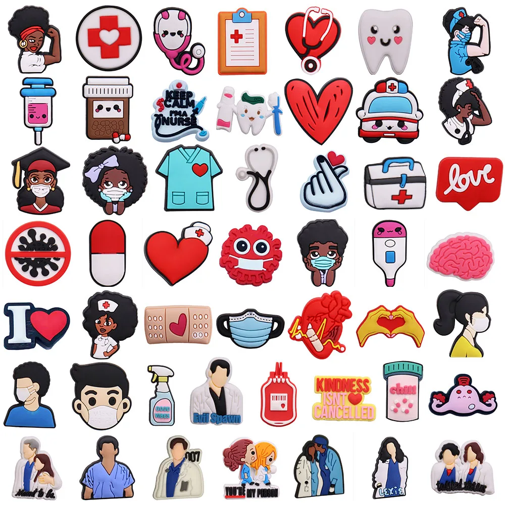 

Новая упаковка 100 шт. защитный медицинский тематический персонаж ПВХ сандалии талисманы на обуви заглушка DIY Croc Jibz садовые украшения