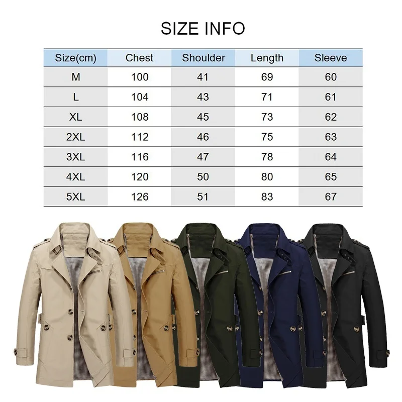 Men's Business Windbreaker Long Jackets Pure Cotton Trench Coats Casual 2022 Spring Fall Winter Fashion Suit Streetwear Blazers
