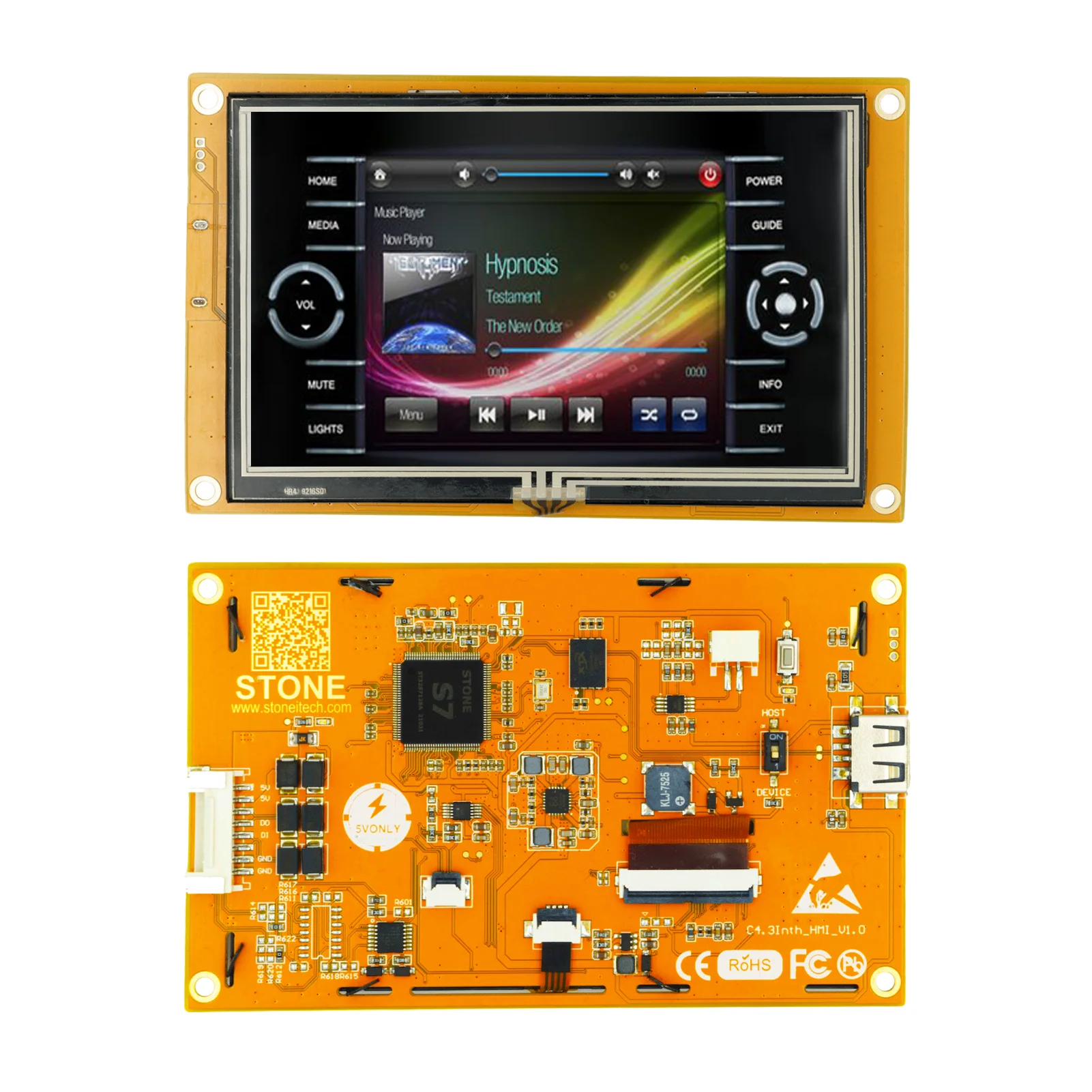 4.3 inch with Touch Panel HMI Graphic LCD Display Module Support for ST MCU/ESP32 MCU/Arduino/Raspberry Pi