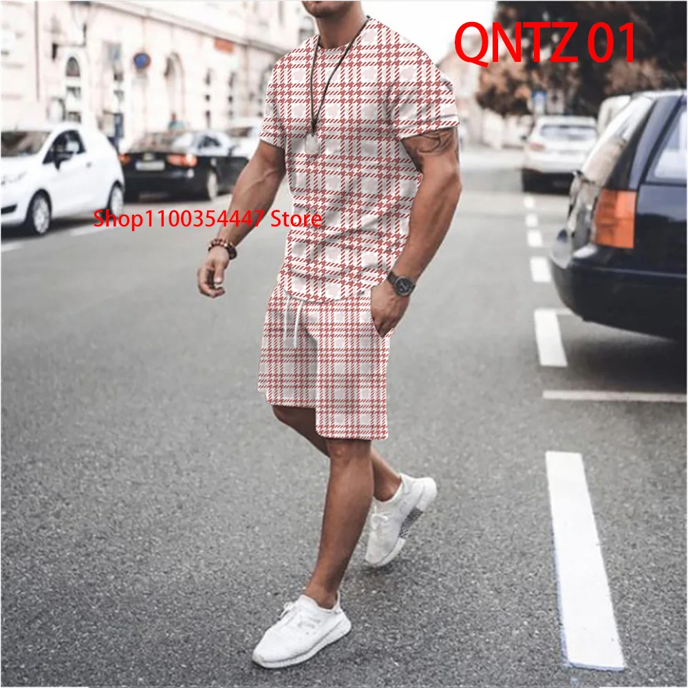 Summer Quick-drying Loose Casual Fashion Men's High Quality HD Digital Print Set Comfortable Shorts Polyester Breathable  Tops