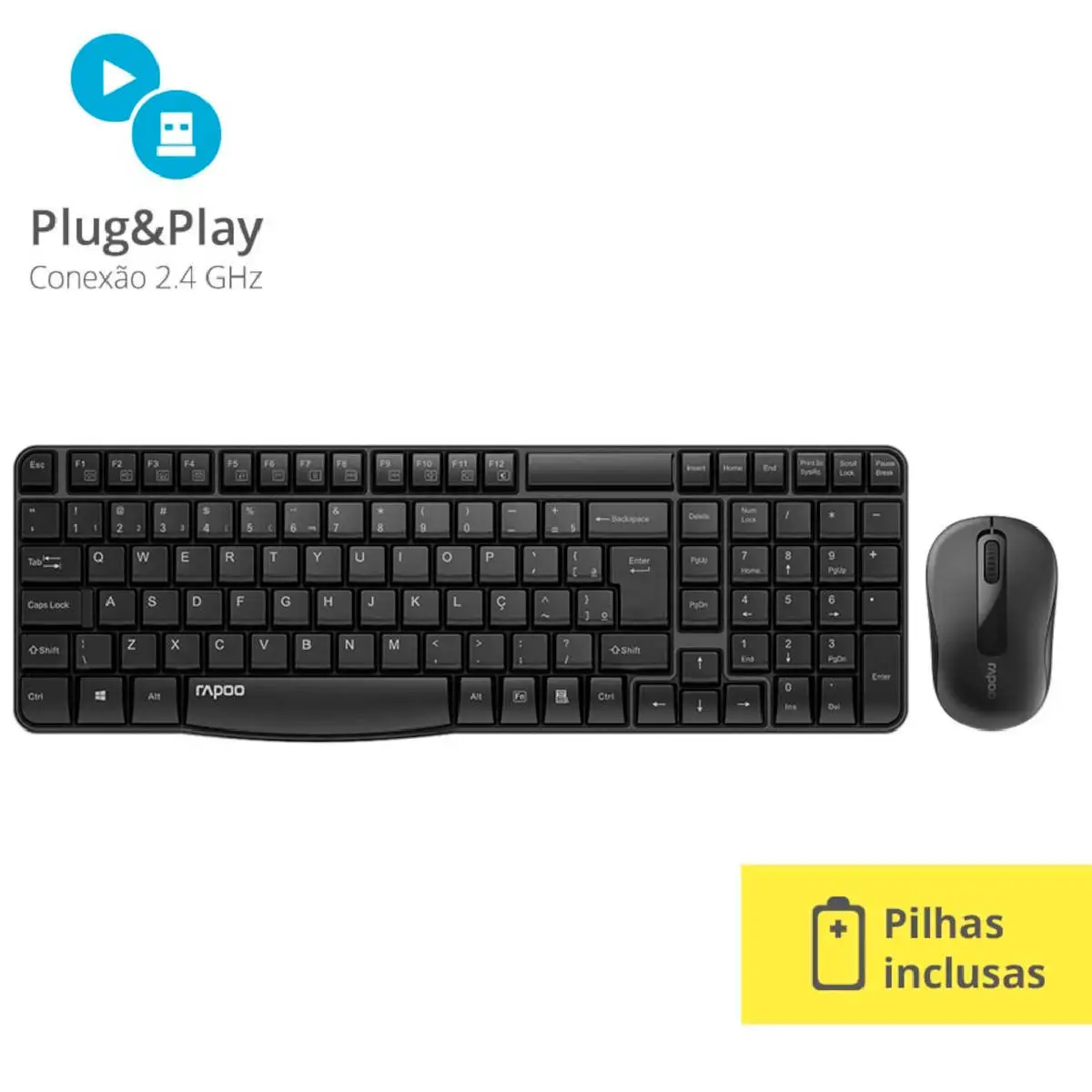 

WIRELESS KEYBOARD AND MOUSE 1000DPI RA001 BLACK