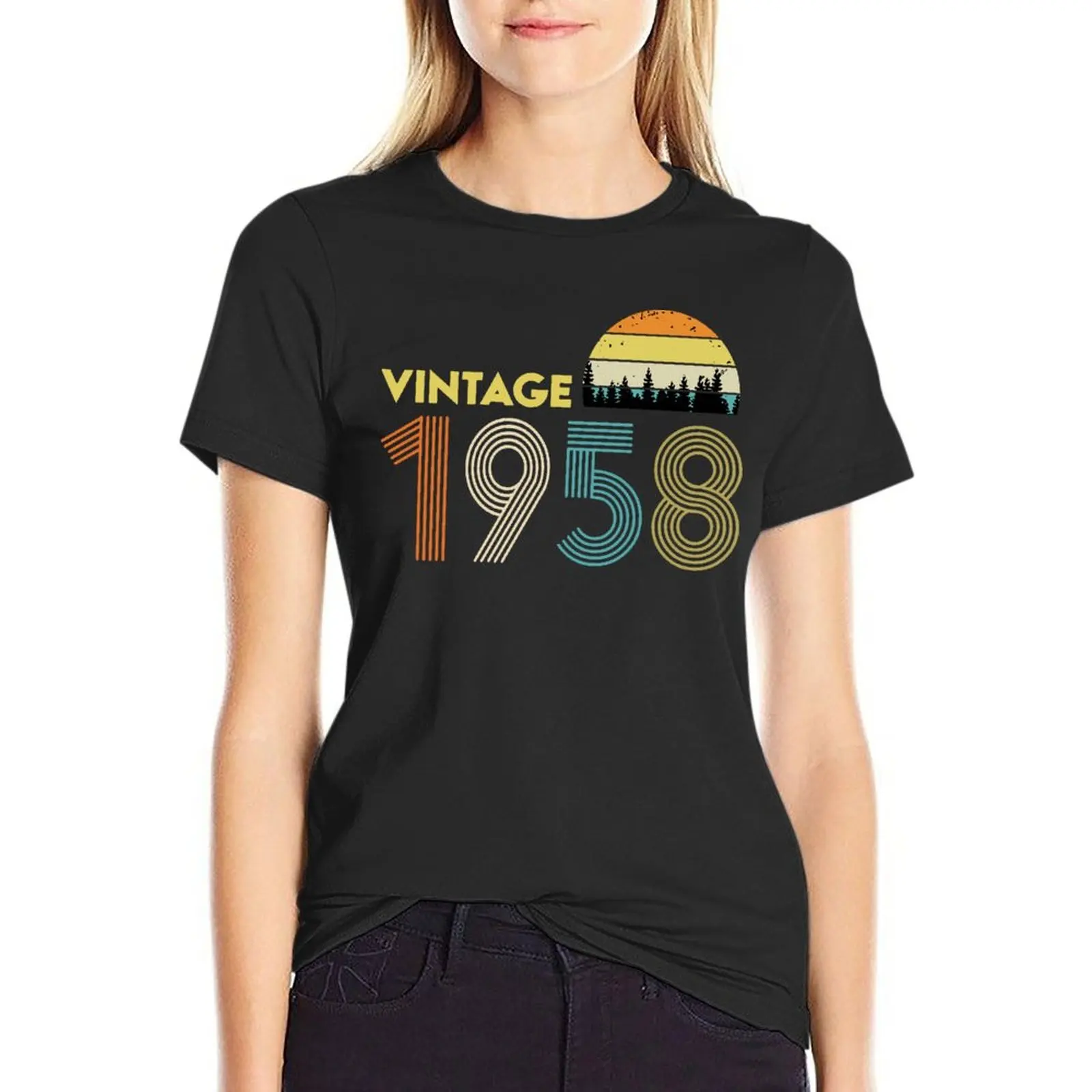 Vintage 1958 Gift Father'S Day Oversize T Shirts Branded Women'S Clothing Short Sleeve Streetwear Big Size Tops Tee