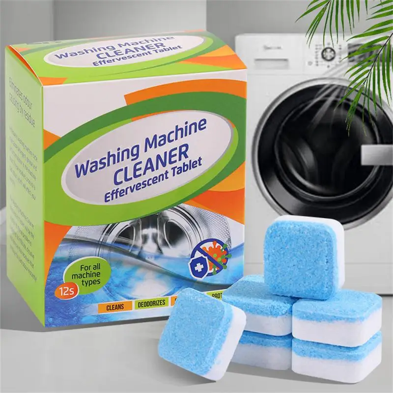

12Pcs Washing Machine Cleaner Deep Cleaning Tablets For Front Loader Top Load Washer Clean Laundry Tub Seal Effervescent Tablet