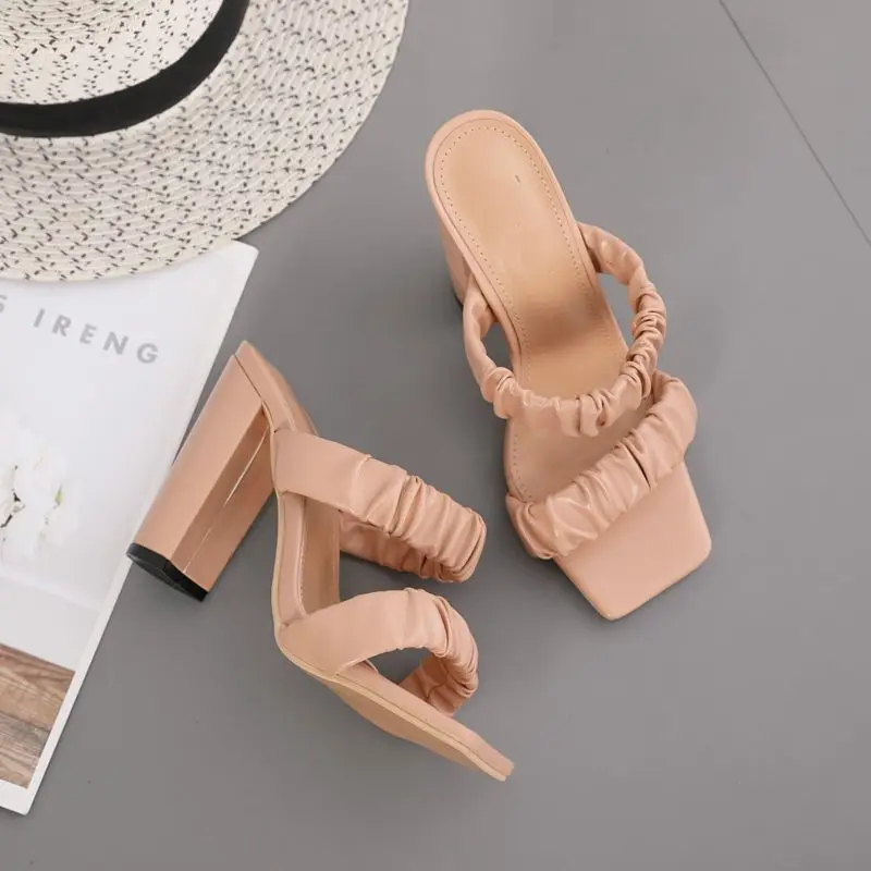 

Designer Slippers Fashion Female Sandals Sexy Open Toe High Heels Lady Pumps Dress Party Shoes Women Summer Slides