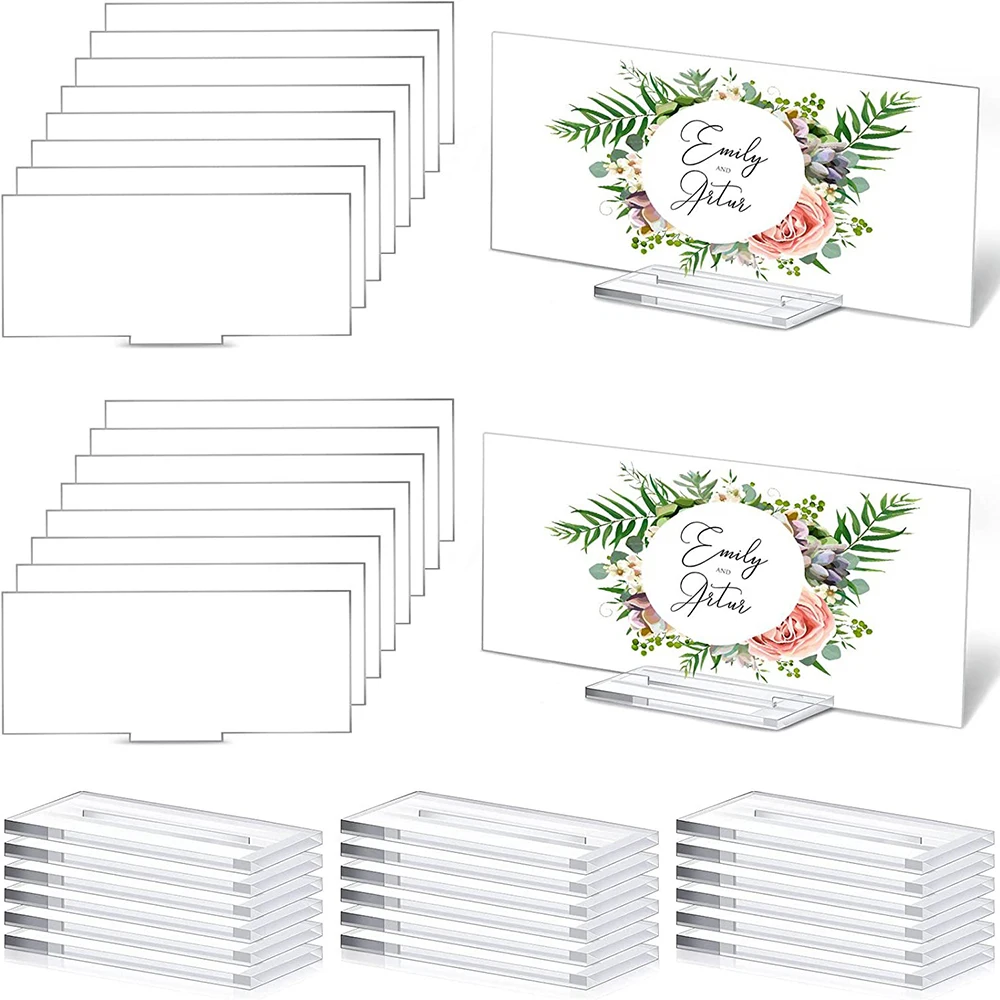 

10PCS Acrylic Clear Blank Rectangle With Stand Birthady Wedding Banquet Party Place card DIY Wedding Table Number Plate
